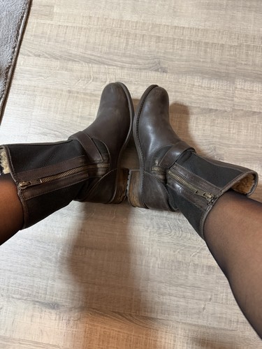 Ugg leder braun mit fell - 37,